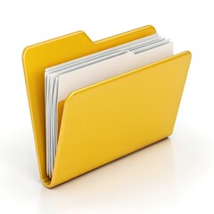 A Bright Yellow File Folder Brimming With Important Documents, Ready To Safeguard Valuable Information And Memories, Rendered In A Clean, Glossy 3d Style