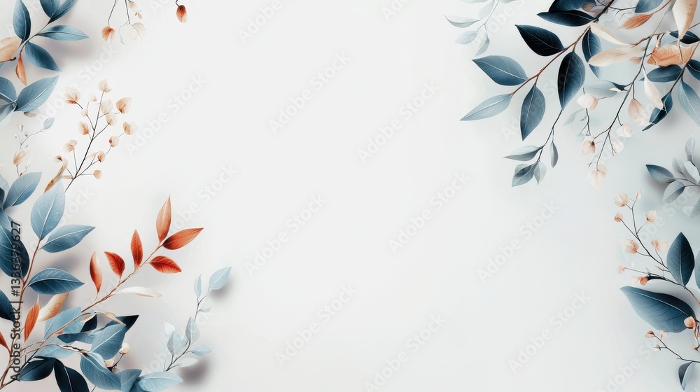 Poster abstract botanical illustration with elegant borders and soft colors for creative design projects