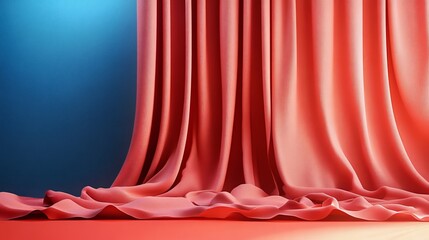 red curtain with a white background