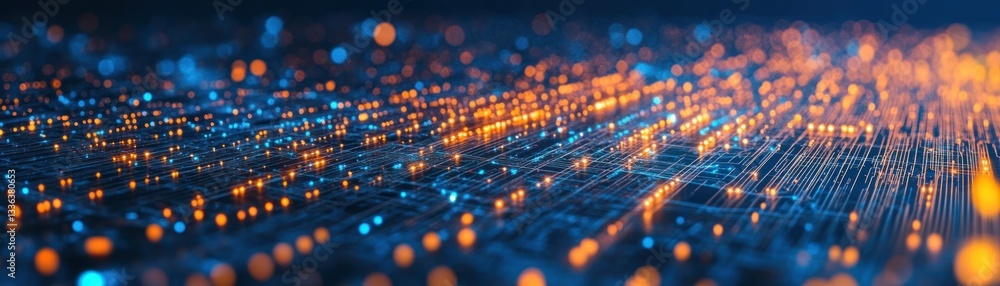 Poster Glowing network of data points interconnected with lines of light