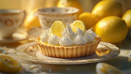 Lemon tart dessert with whipped cream (1)