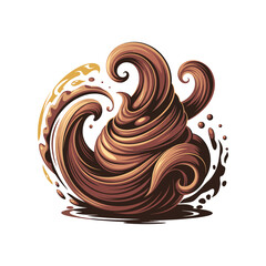 Abstract Chocolate Swirl Vector: Food Graphic with Liquid Texture