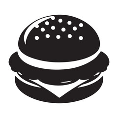 Classic American Burger Silhouette Vector Icon Food Illustration