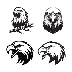 Eagle Head and Full Silhouette &ndash; Fierce Bird Logos, Tattoo Designs, and Wildlife Vector Illustrations