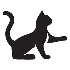 Black cat stretching vector silhouette illustration elegant design