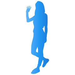 Woman Walking Illustration with Colorful Design. Vector Silhouette.