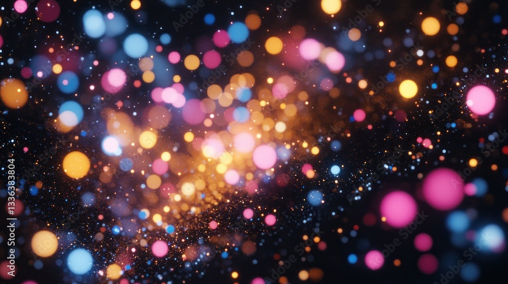 Poster A colorful collection of bokeh dots against a dark background