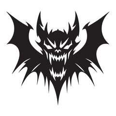 Menacing Bat  Demon Silhouette Vector Illustration For Halloween Decoration and Design