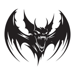 Detailed Bat Demon Silhouette Vector Design Illustration For Halloween Projects