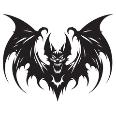 Aggressive Bat Demon Silhouette Illustration Vector Artwork Design for Halloween 