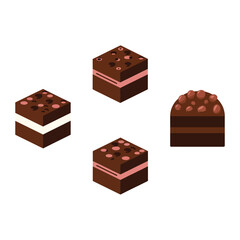 Chocolate Dessert Squares Vector: Assorted Sweet Treat Illustrations