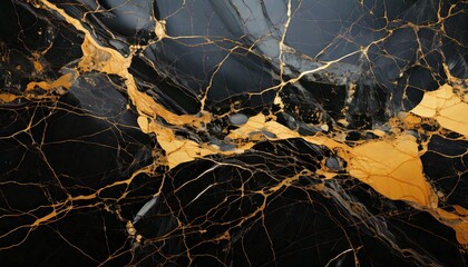  Sophisticated black marble with intricate golden veins.