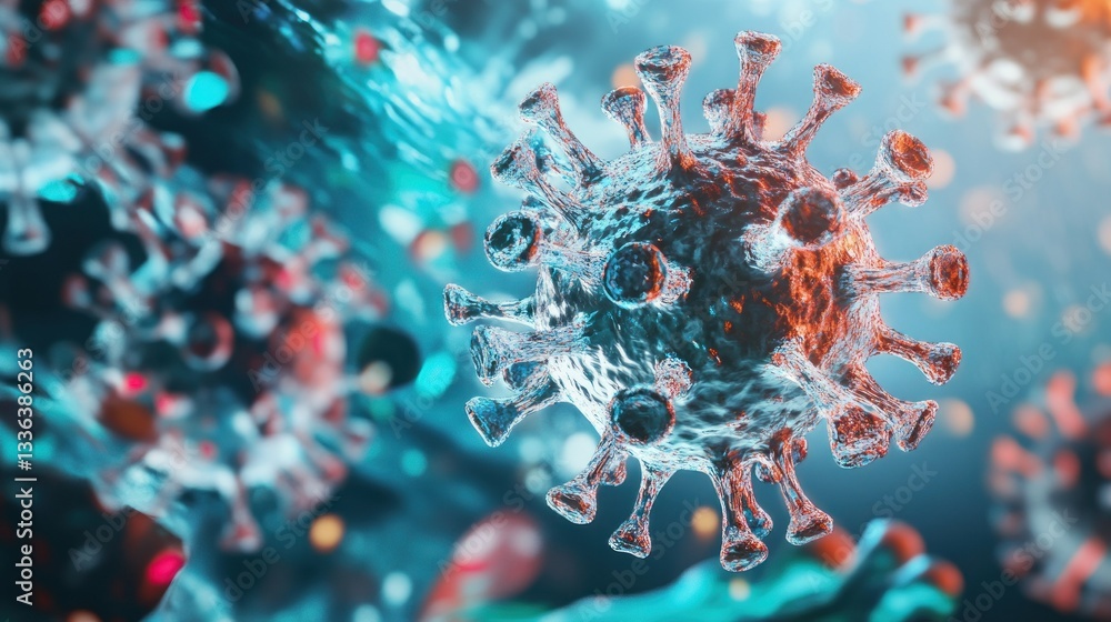 Aufkleber a digital illustration of a microscopic infectious viral particle