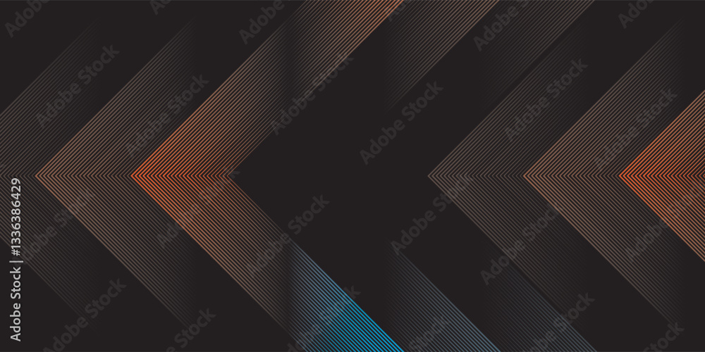 Poster 3d orange blue techno abstract background overlap layer on dark space with glowing lines decoration.