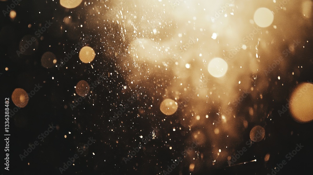 Poster Abstract bokeh effect with floating particles and golden light