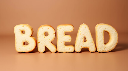 Freshly baked bread letters arranged on a smooth surface showcasing a light brown background and highlighting their soft texture and warm colors