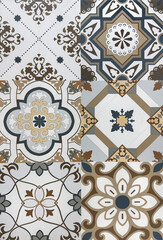 Colonial heritage patterned tiles in random floral, star, ornamental, engraving, and other abstract patterns. Handmade colonial tiles, or old heritage tiles in various colorful paint colors. Seamless 