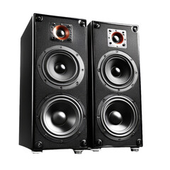 Fototapeta premium [Transparent Background PNG]Black High-Fidelity Speakers Pair Studio Quality