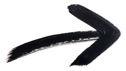 Hand drawn black brush stroke arrow on transparent background