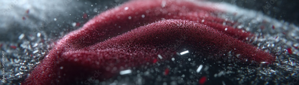 Poster abstract macro photography depicting a textured red and grey surface