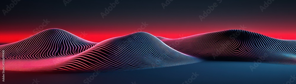 Poster abstract digital rendering showing curved lines forming topographic landscapes