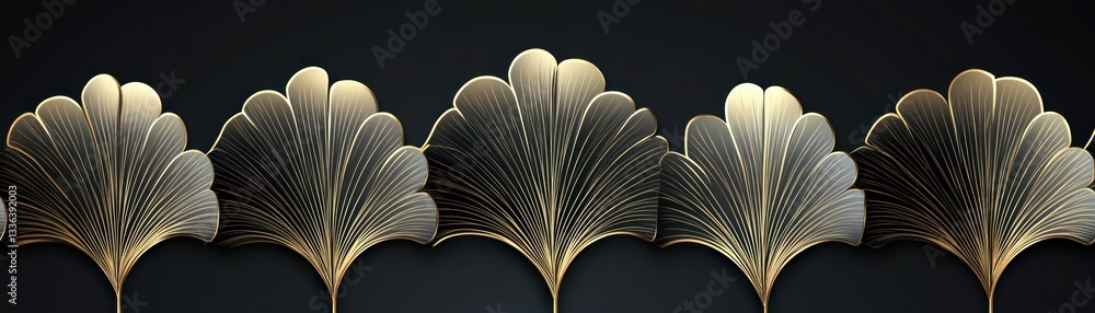 Poster beautifully designed golden leaf patterns against a dark background display