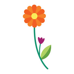 Colorful Flower with Round Petal Design