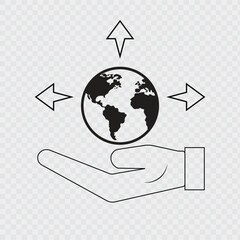 Worldwide Support Vector Line Icon Design
