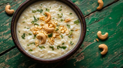 Rich and Creamy Shrikhand Traditional Indian Dessert with Nuts and Herbs