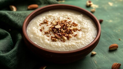 Rich and Creamy Shrikhand Traditional Indian Dessert with Nuts and Herbs