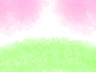 春の桜と芝生の丘イメージのテクスチャー背景素材。