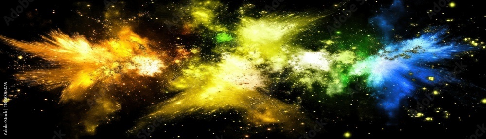 Poster a colorful artistic depiction representing a celestial cosmic explosion in space