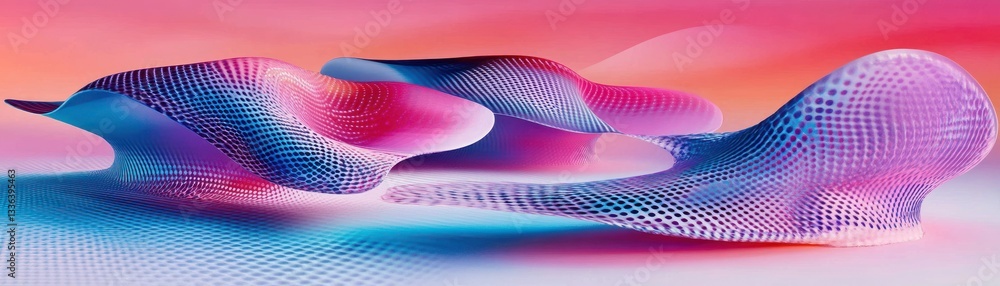 Poster Abstract digital rendering of layered and flowing three dimensional shapes