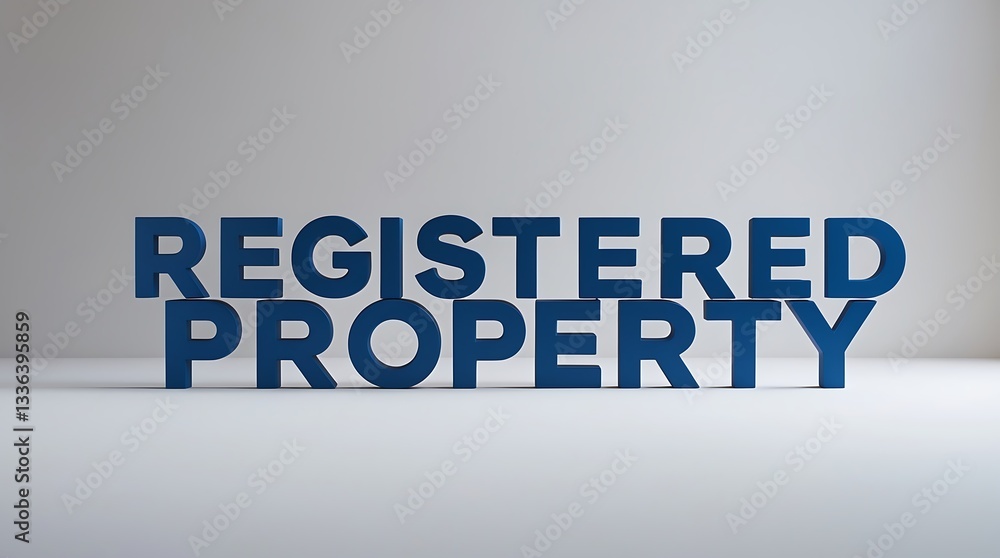 Aufkleber registered property display in bold typography on a simple backdrop