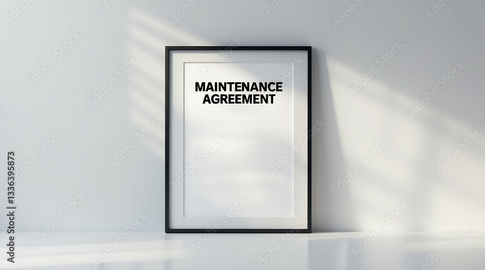 Poster maintenance agreement displayed in a simple frame on a solid background