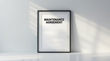 Maintenance agreement displayed in a simple frame on a solid background