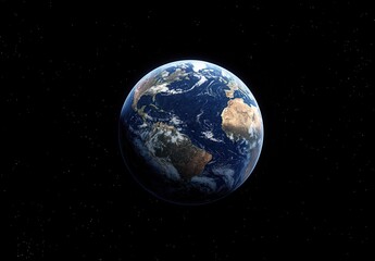 Fototapeta premium View of Earth from space, highlighting oceans and continents.