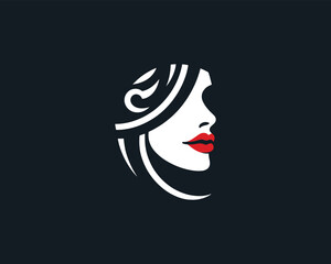 girl face logo design icon vector illustration. 