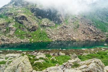 Laghi Verdi lake in Graian Alps in Italy