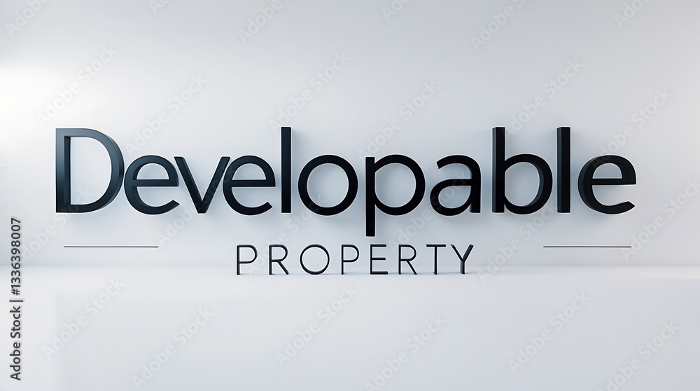 Poster developable property branding showcasing bold typography in a minimalist design