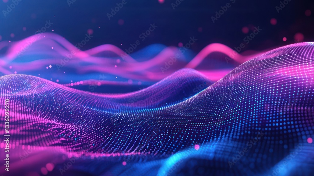 Poster Abstract digital illustration representing flowing data streams and particles