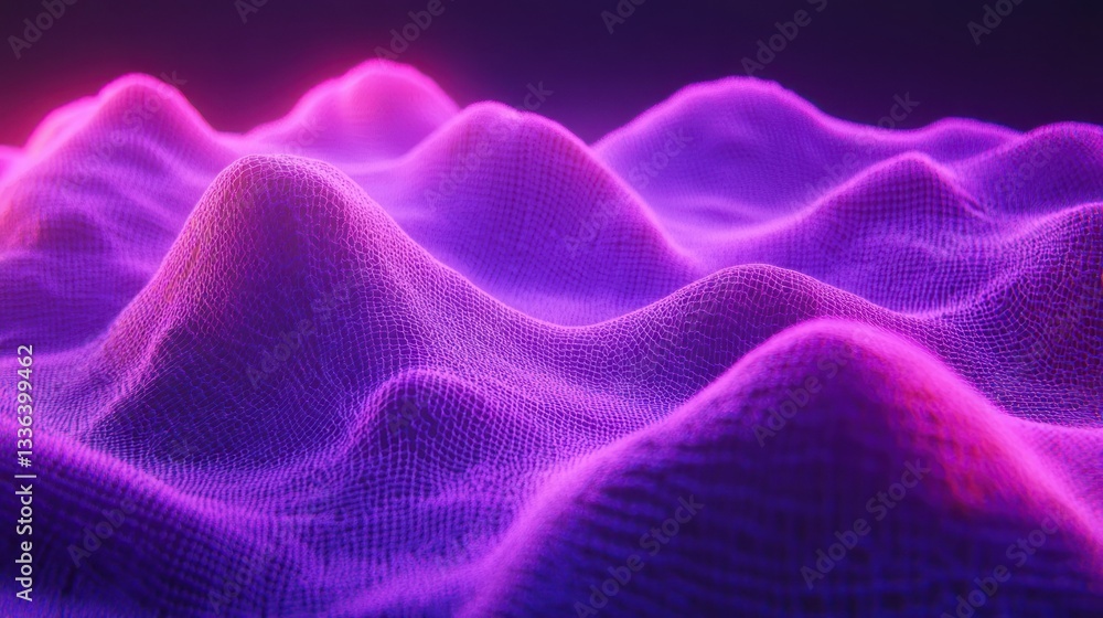 Poster a purple and pink mesh surface with softly undulating waves