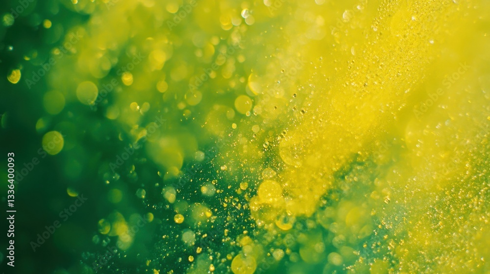 Poster Yellow and green bokeh effects creating an abstract background design