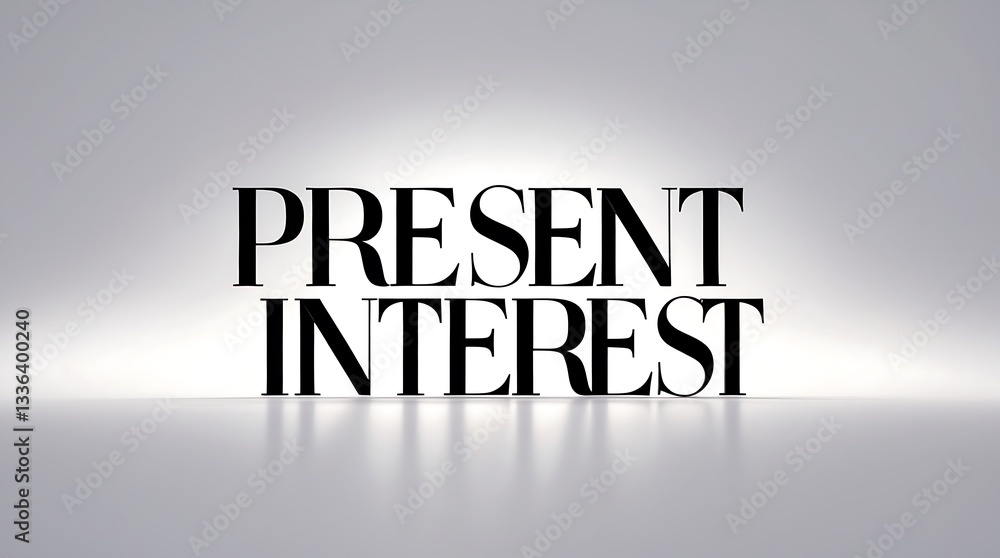 Poster bold typography displaying the words present interest in an elegant setting