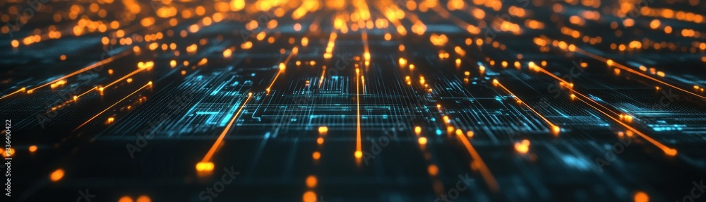 Poster Abstract depiction of glowing lines within a digital circuit board