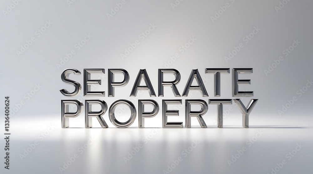 Aufkleber three-dimensional text spelling separate property on a smooth surface