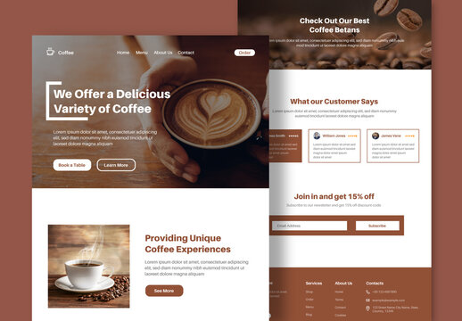 Delicious Coffee Shop Website Landing Page Design