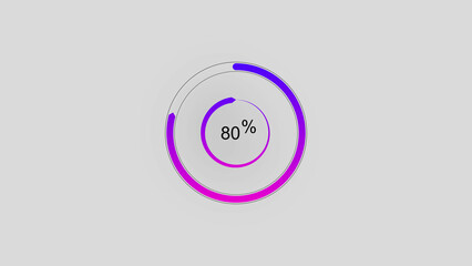 A circle illustration and 80% percent number illustration . on a black background. and  4k illustration.