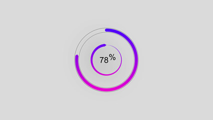 A circle illustration and 78% percent number illustration . on a black background. and  4k illustration.