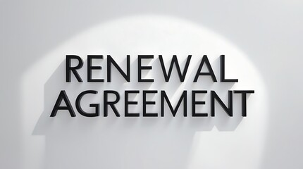 Renewal agreement text displayed with shadows on a neutral background